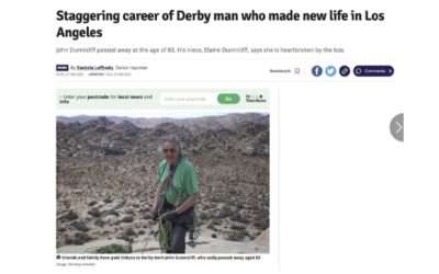 Tribute in Derby Telegraph Newspaper in England